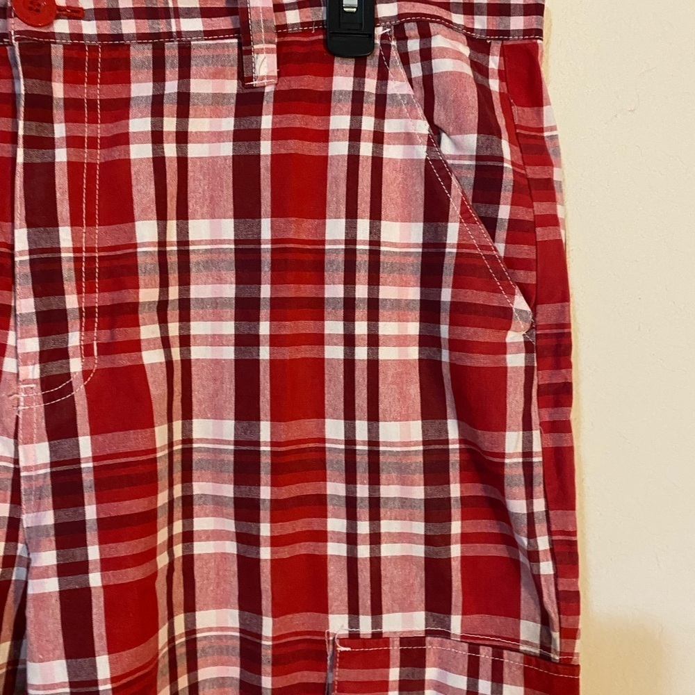 Southpole Y2K  Retro Red Plaid Bermuda Cargo Streetwear HipHop Shorts Size 40 - Picture 8 of 14